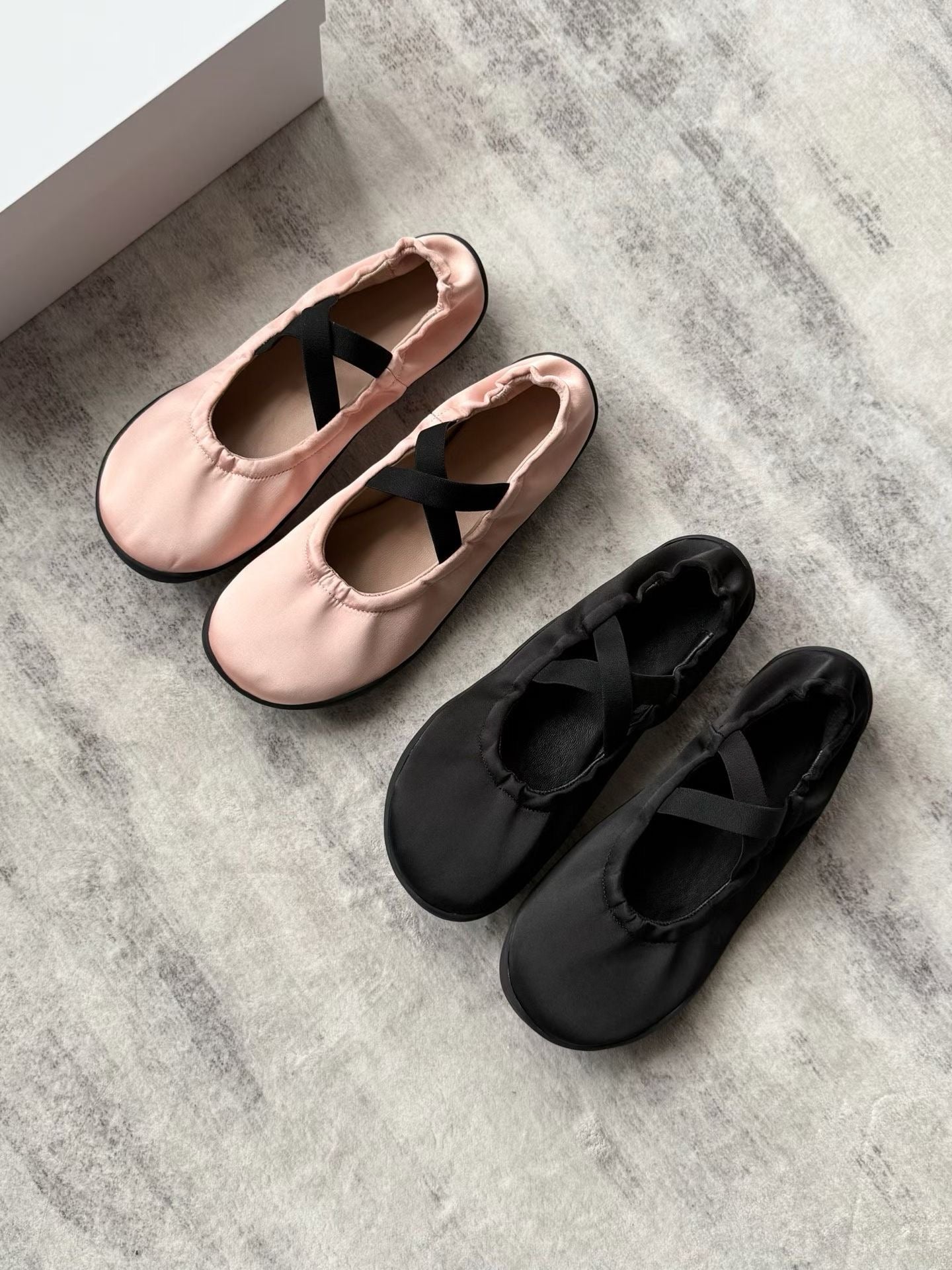Elastic Strap Satin Ballet Flats