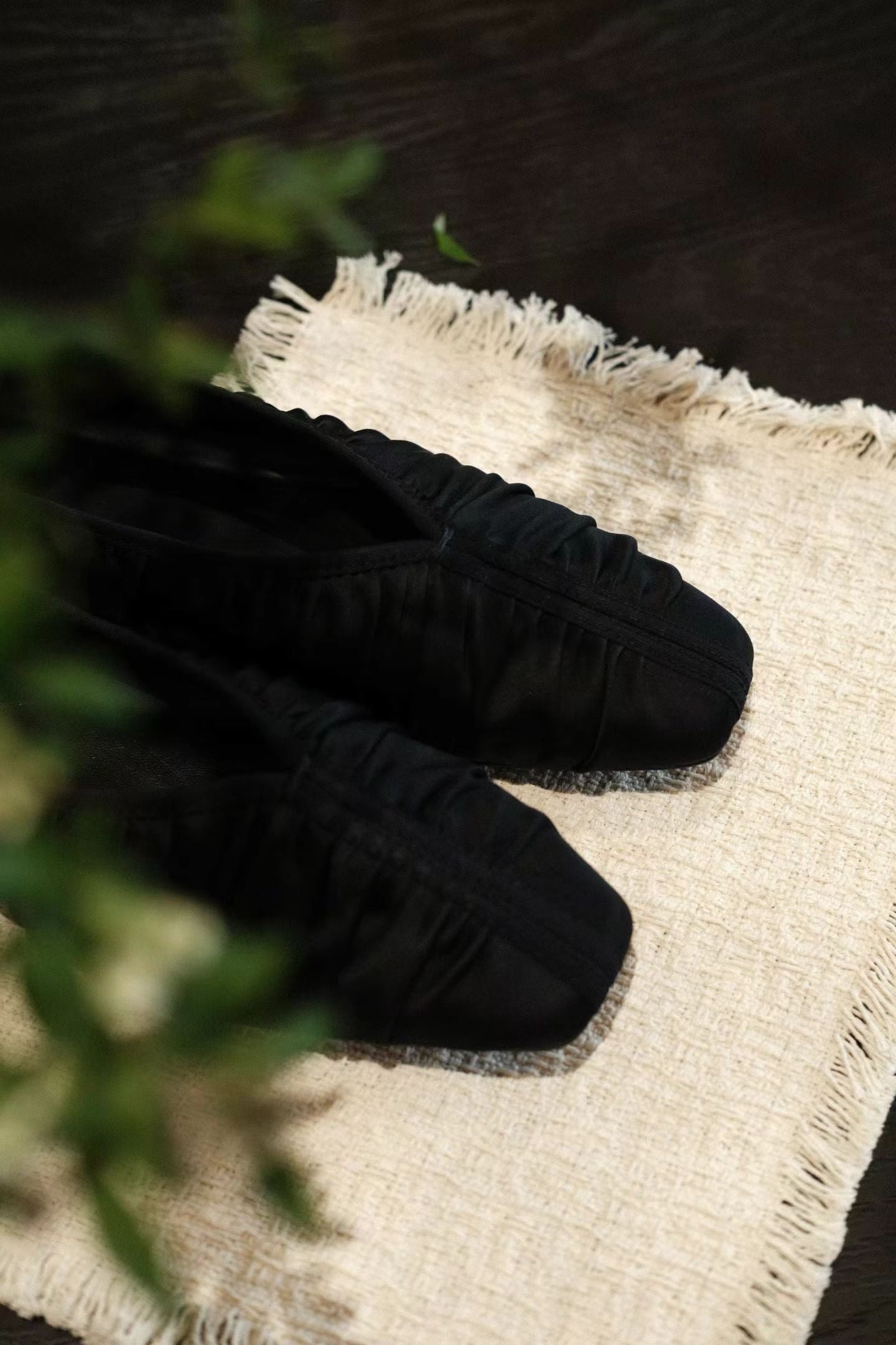 Silk Pleated Ballet Flats