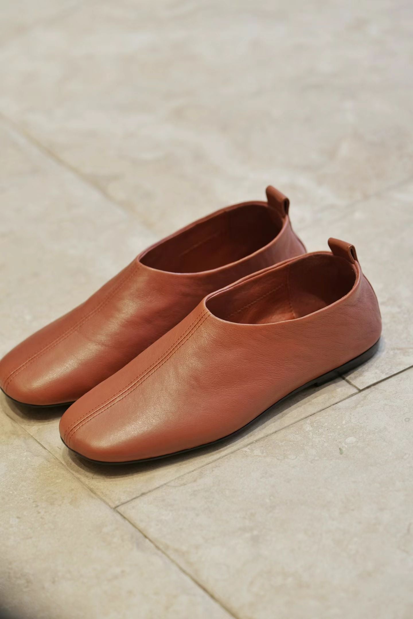 Minimalist Soft Leather Slip-On Flats