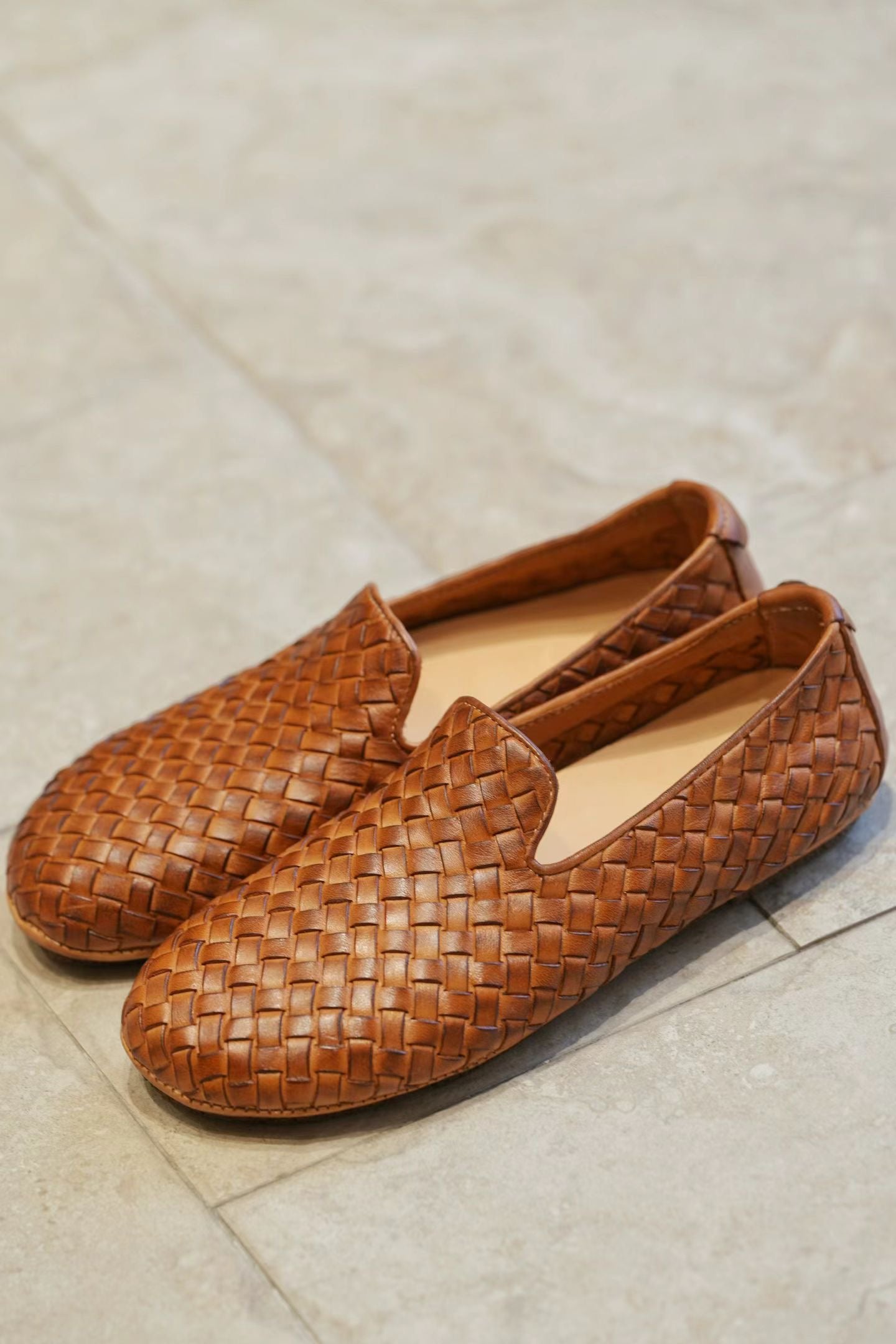 Handwoven Leather Slip-On Loafers
