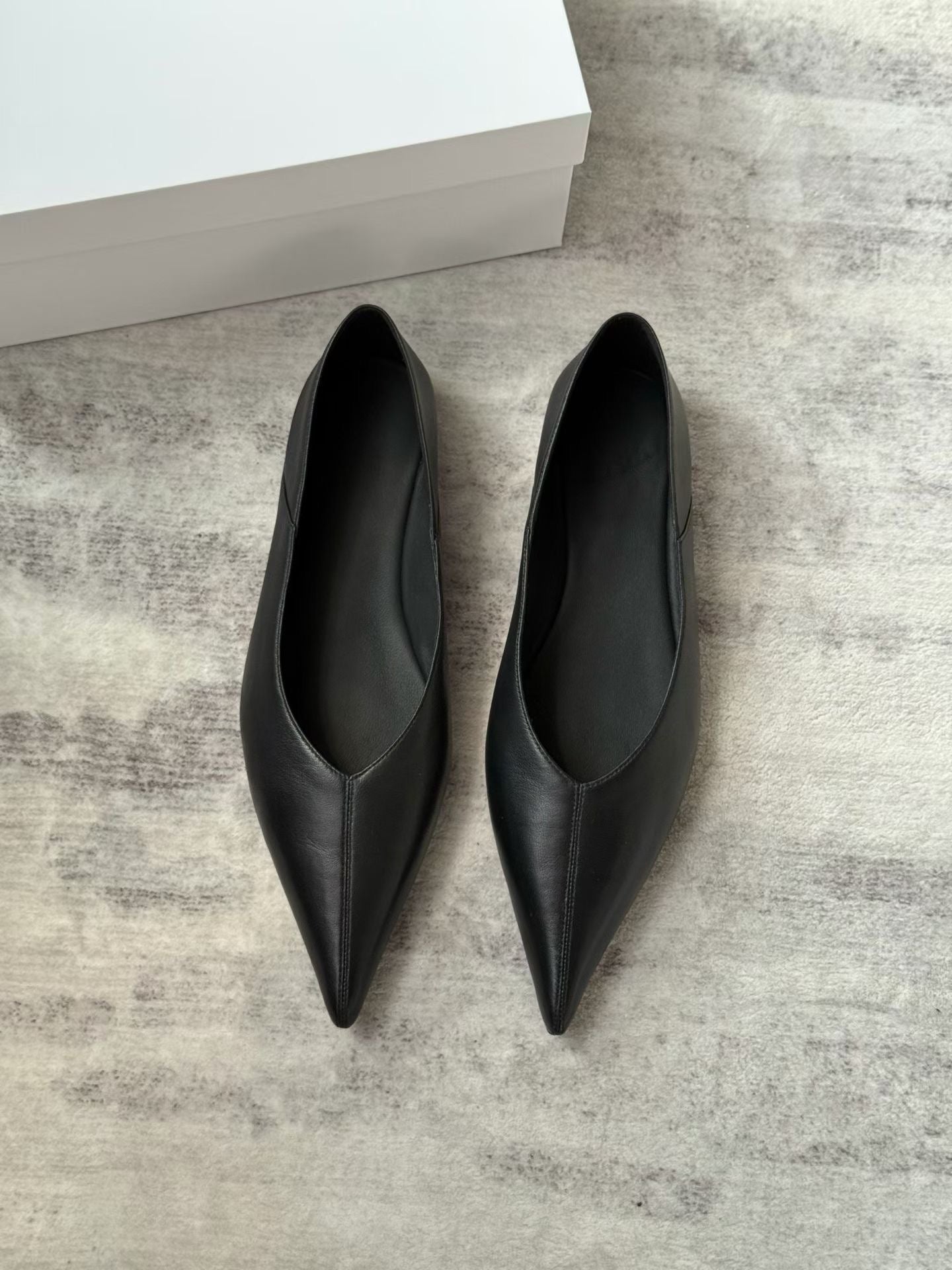 Pointed Toe Leather Ballet Flats