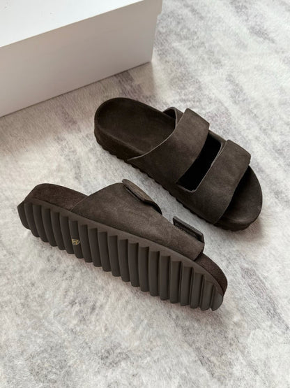 Suede Double Strap Platform Sandals