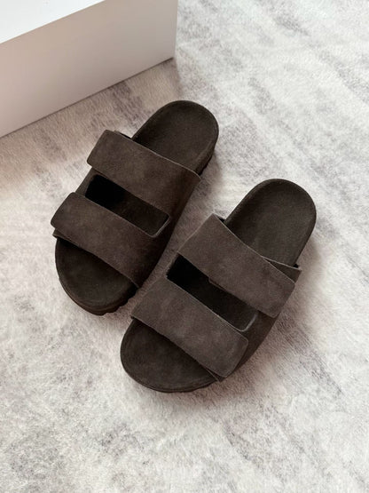 Suede Double Strap Platform Sandals