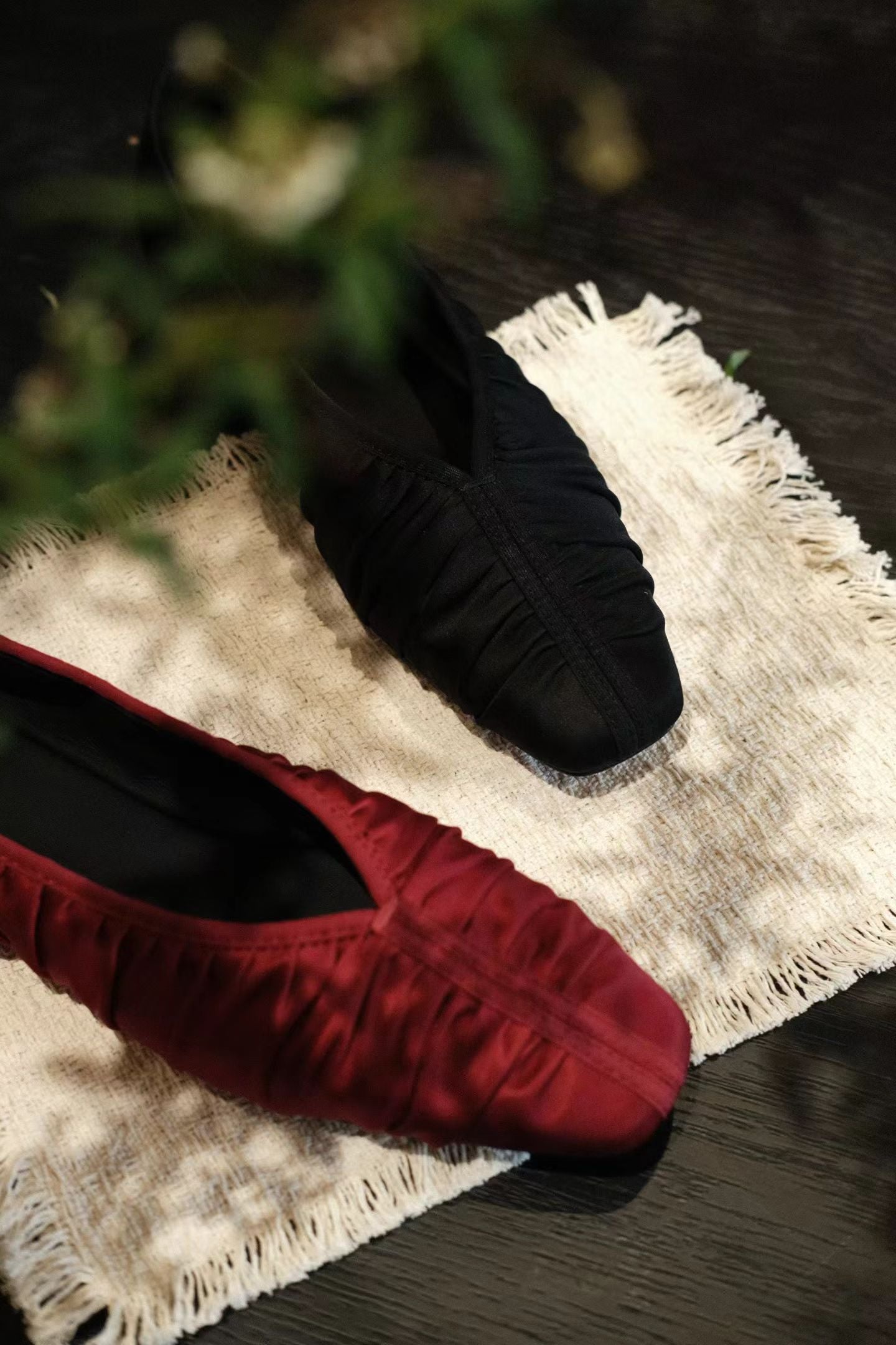 Silk Pleated Ballet Flats