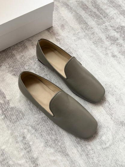 Minimal Square Toe Leather Loafers