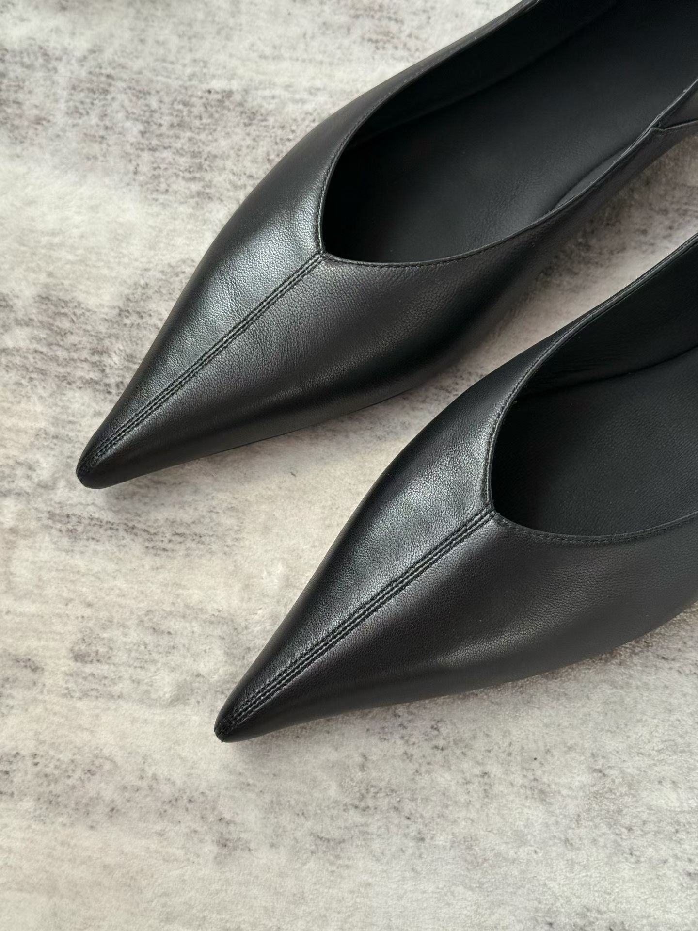 Pointed Toe Leather Ballet Flats