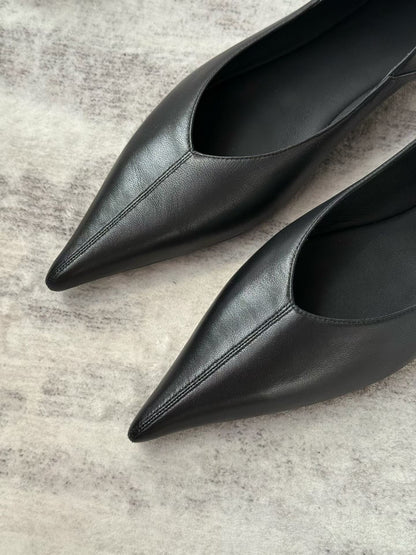 Pointed Toe Leather Ballet Flats