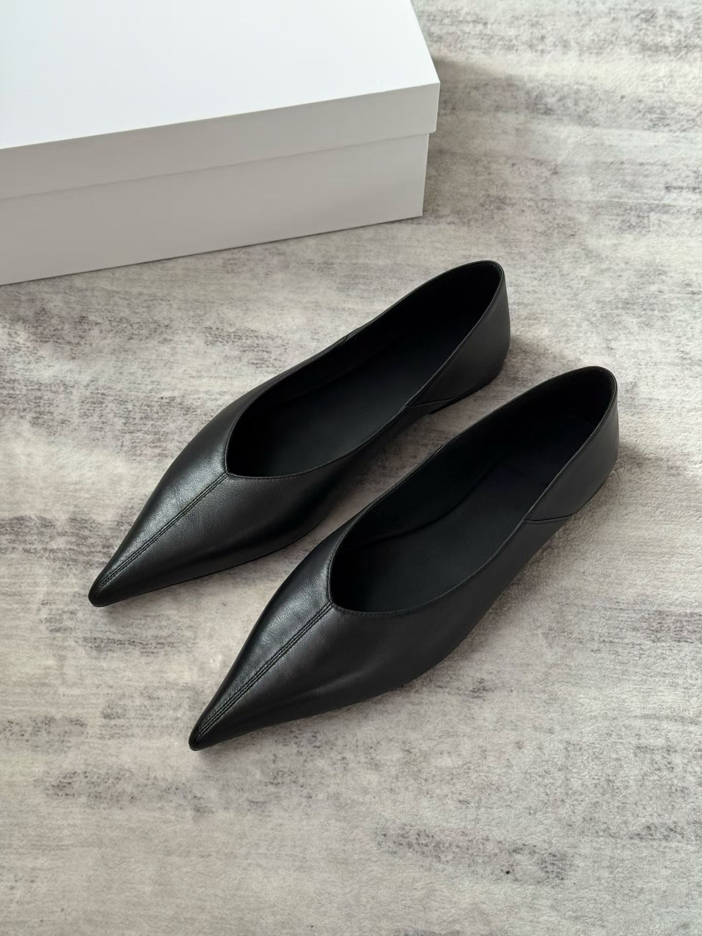 Pointed Toe Leather Ballet Flats