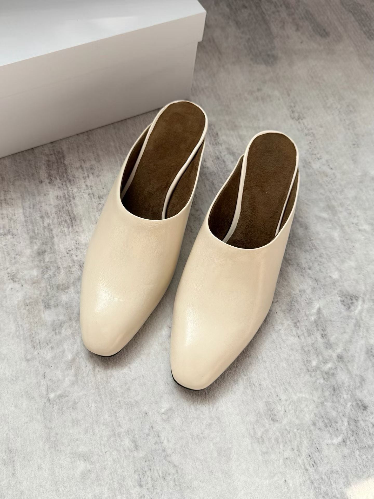 Waxed Leather Mule Heels