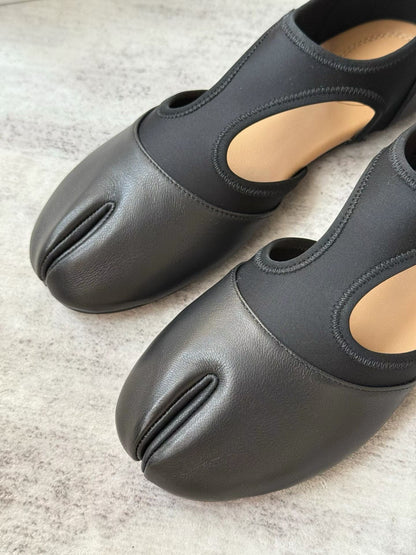 Split Toe Leather Tabi Ballet Flats