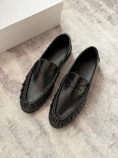 Classic Pleated Leather Loafers