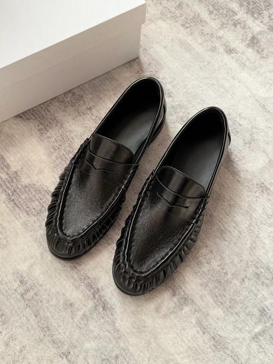 Classic Pleated Leather Loafers