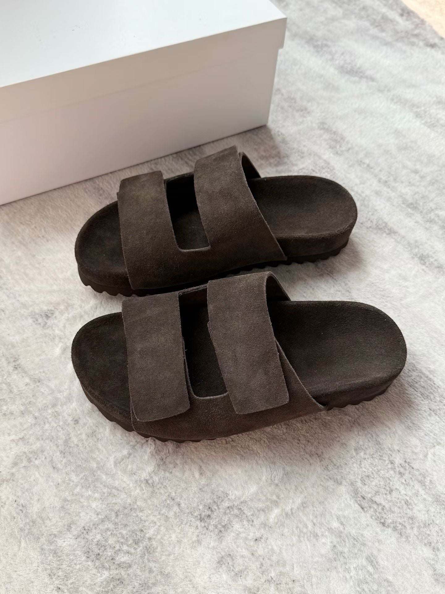 Suede Double Strap Platform Sandals