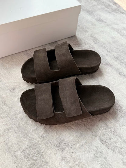 Suede Double Strap Platform Sandals