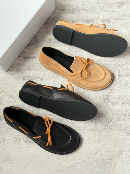 Classic Bow Leather Loafers