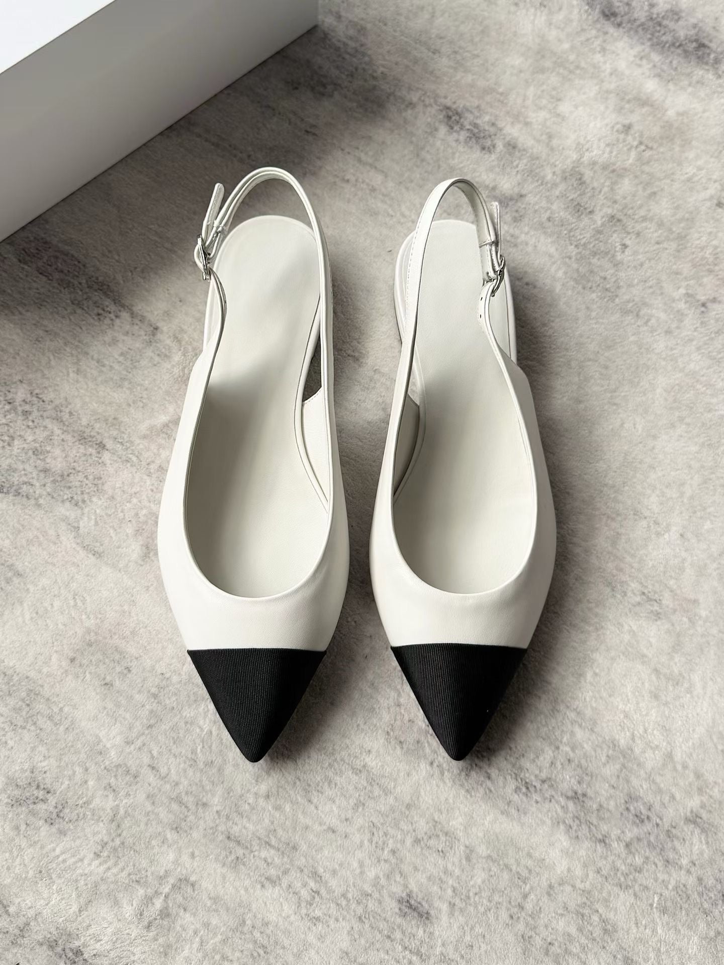 Cap Toe Slingback Leather Flats