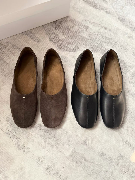 Retro Soft Leather Ballet Flats