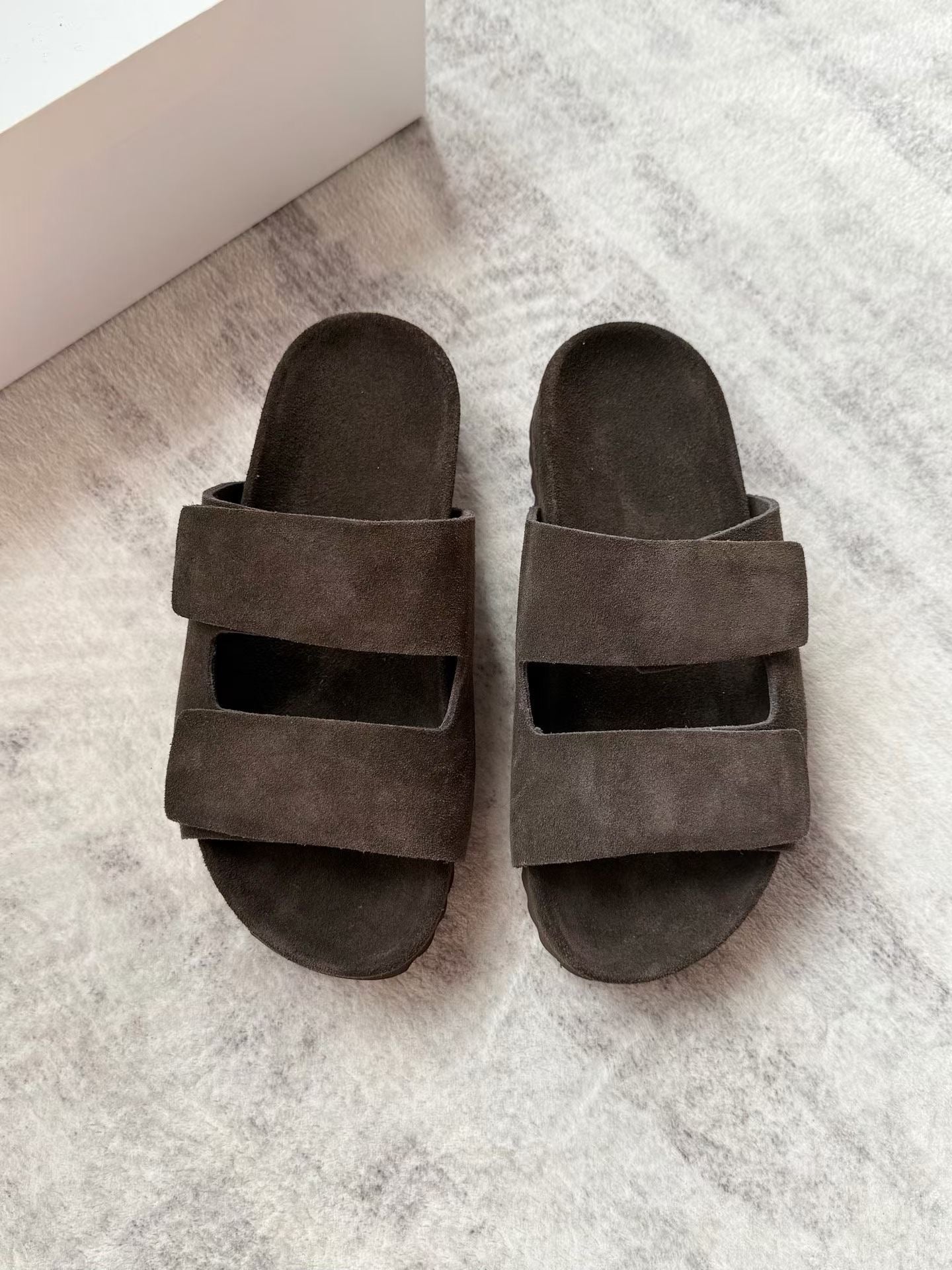 Suede Double Strap Platform Sandals