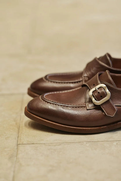 Vintage Buckle Leather Loafers