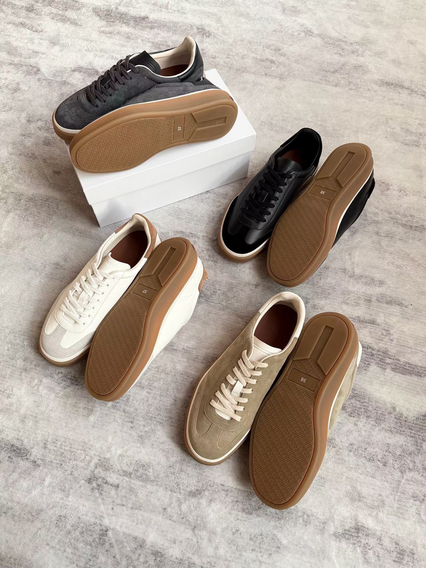 Retro Leather Tennis Trainer Sneakers