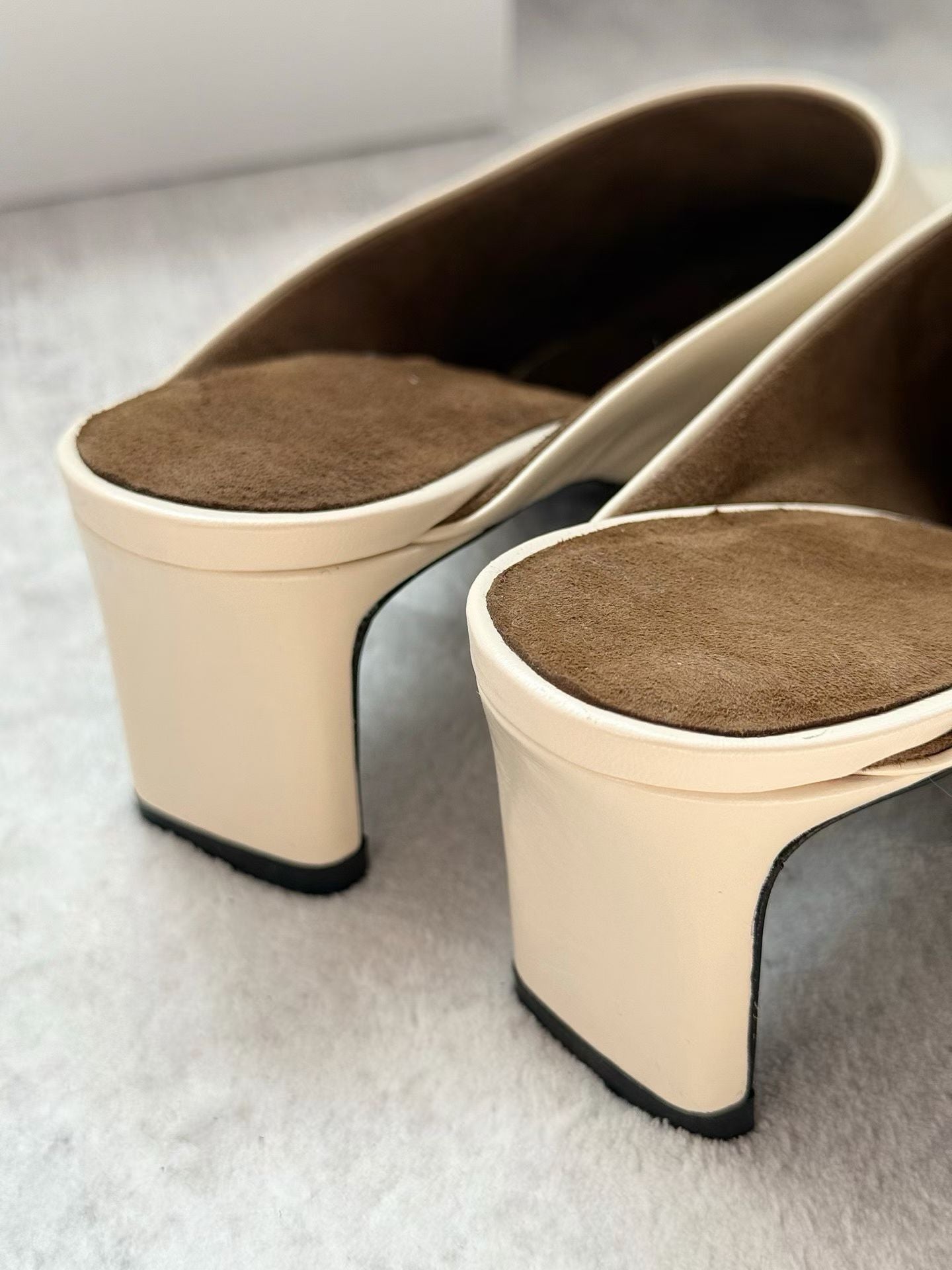 Waxed Leather Mule Heels