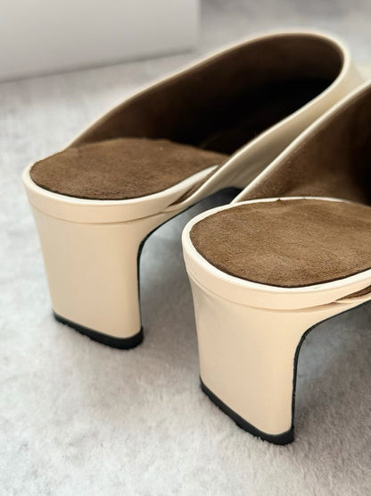 Waxed Leather Mule Heels