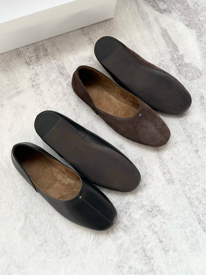 Retro Soft Leather Ballet Flats
