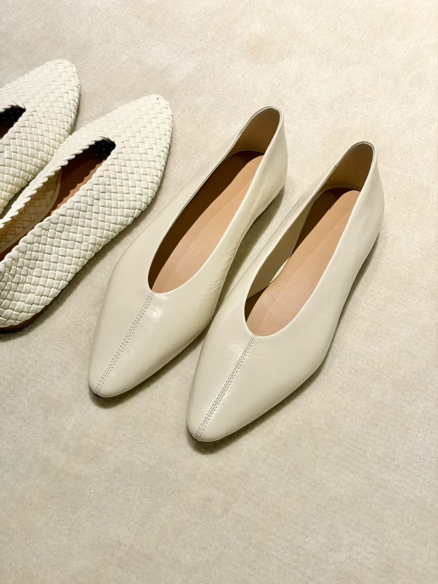 Woven Lambskin Leather Ballet Flats
