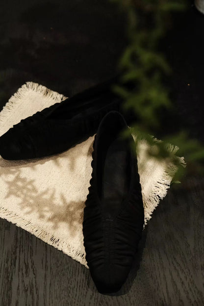 Silk Pleated Ballet Flats