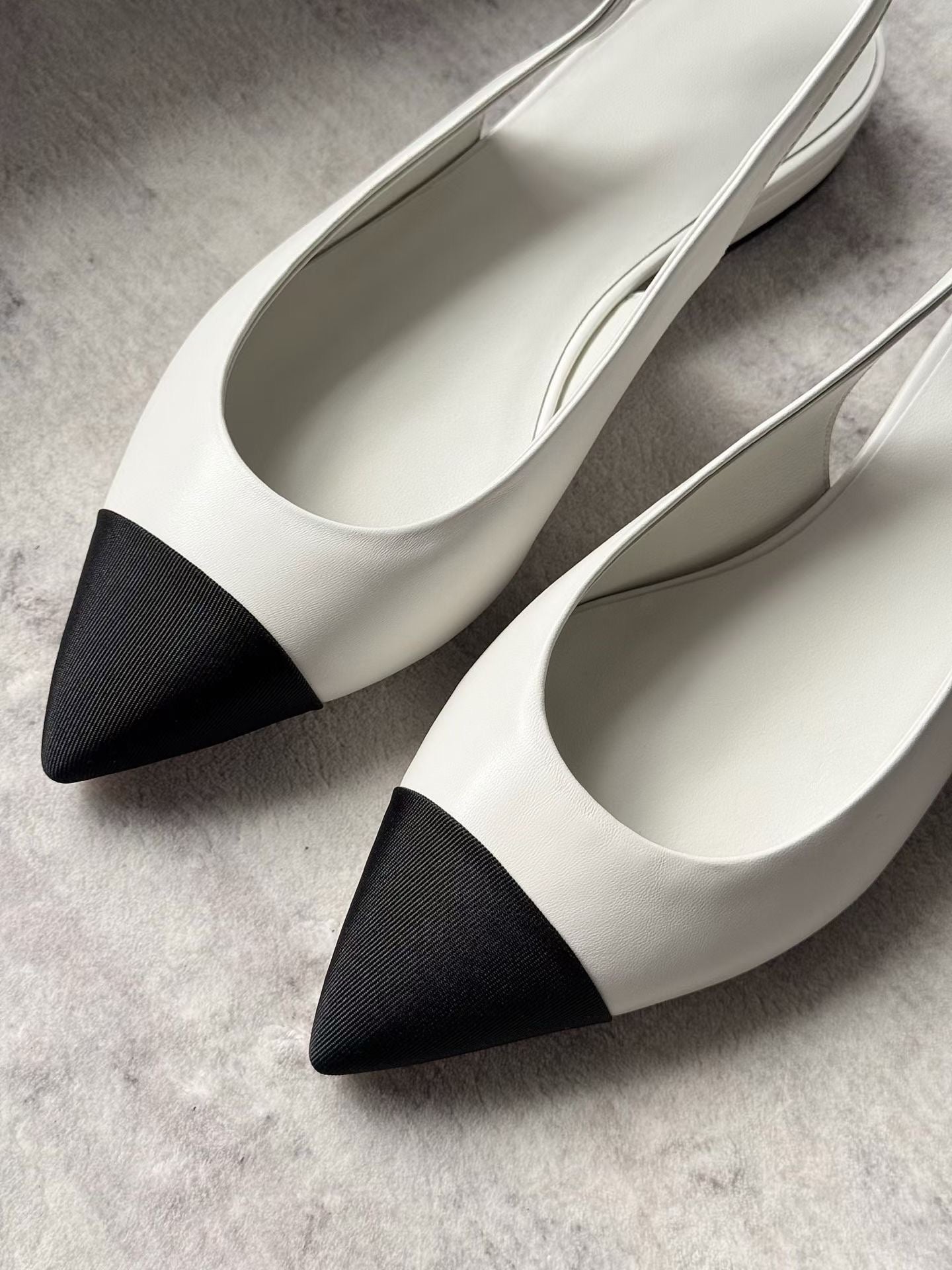 Cap Toe Slingback Leather Flats