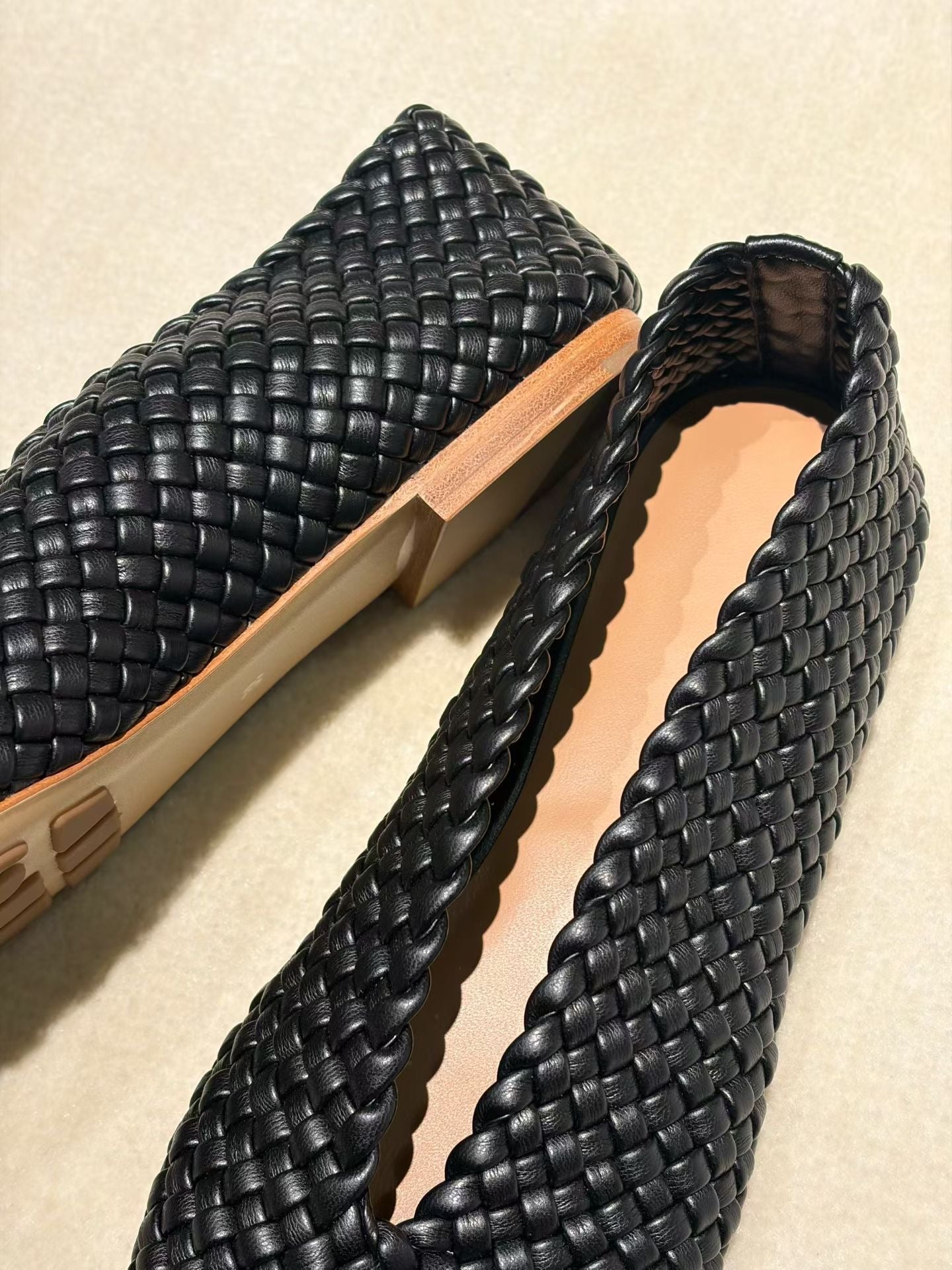 Woven Lambskin Leather Ballet Flats