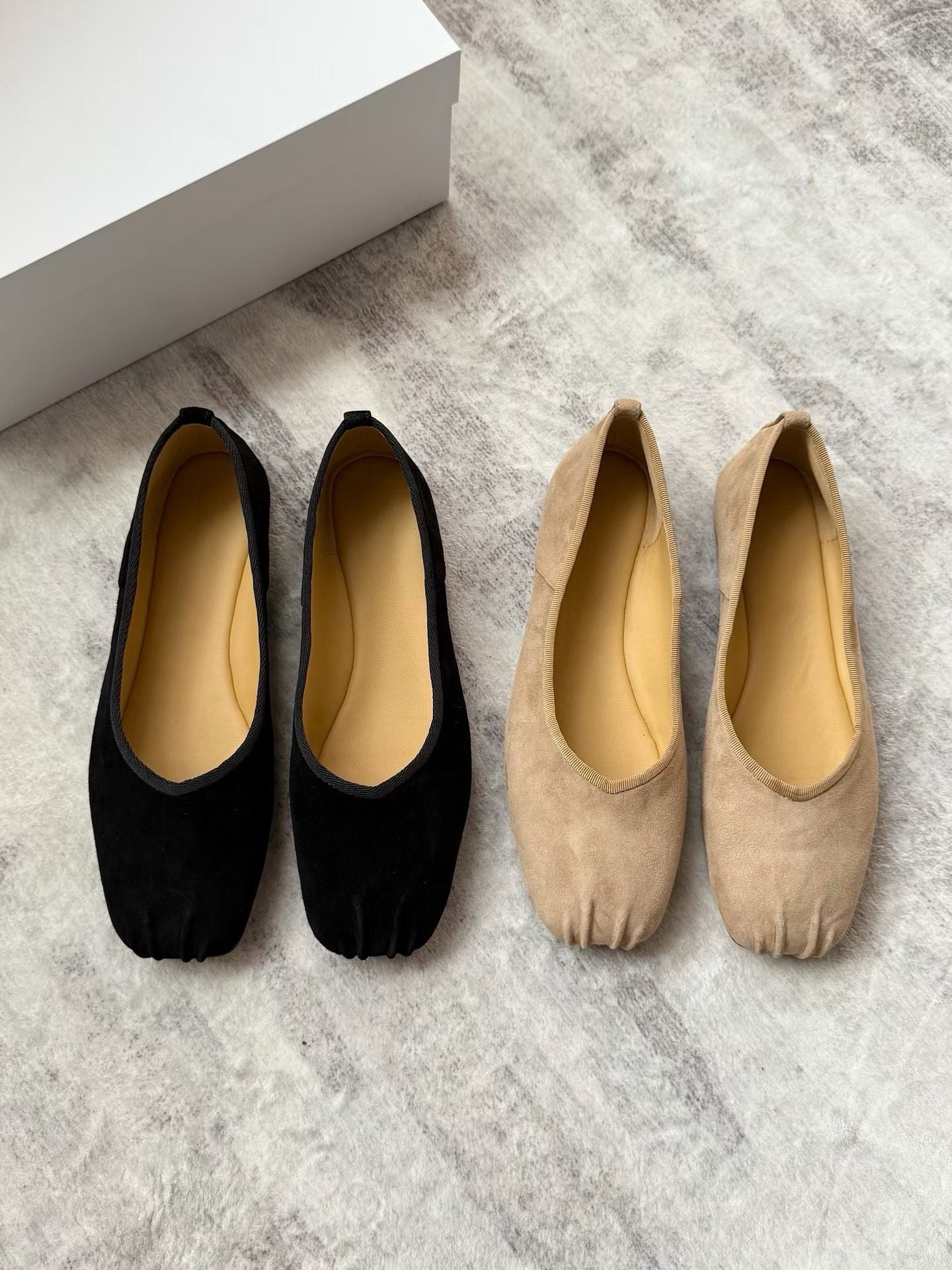 Square Toe Suede Ballet Flats