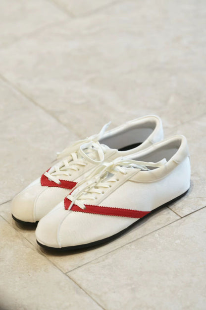 Retro Contrast Stripe Leather Ballet Flats