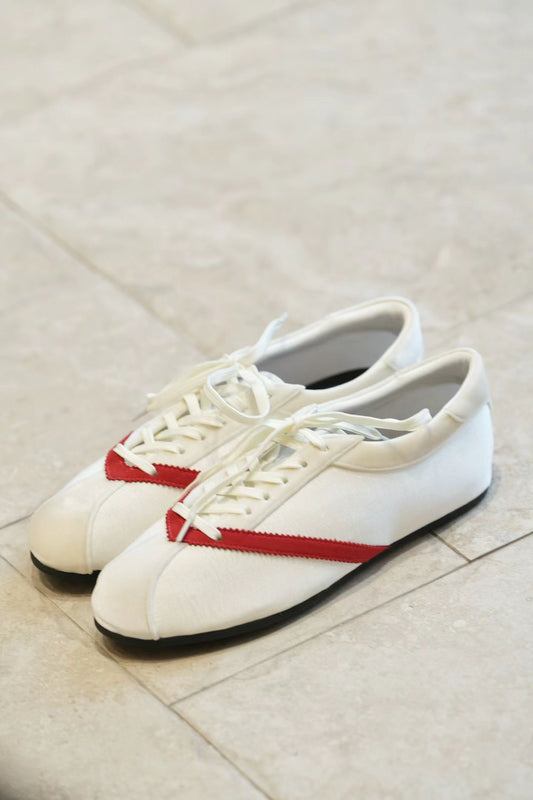 Retro Contrast Stripe Leather Ballet Flats