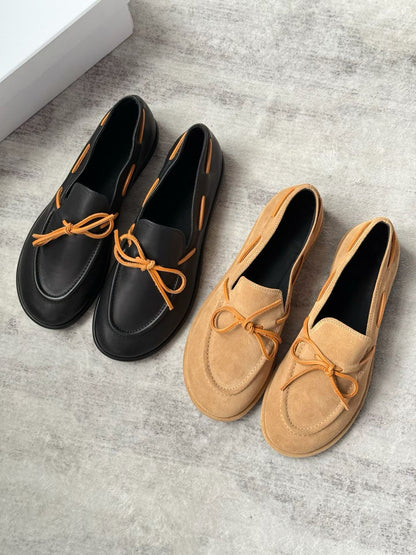 Classic Bow Leather Loafers