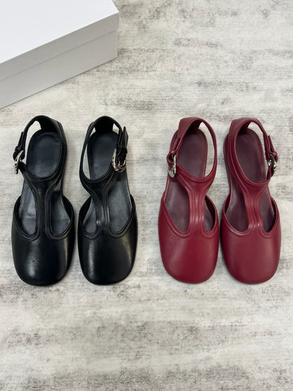 Minimal Leather Mary Jane Flats