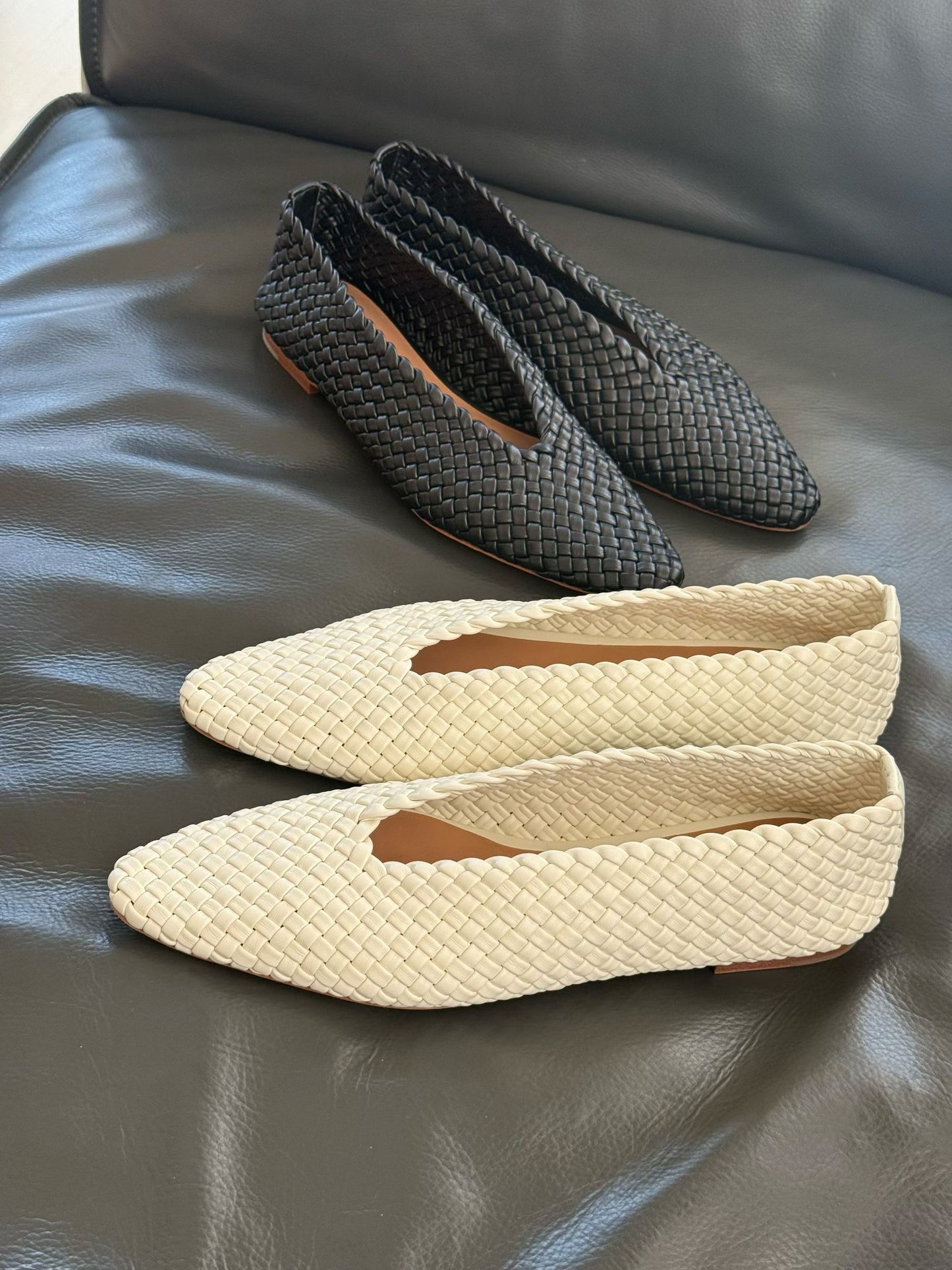 Woven Lambskin Leather Ballet Flats