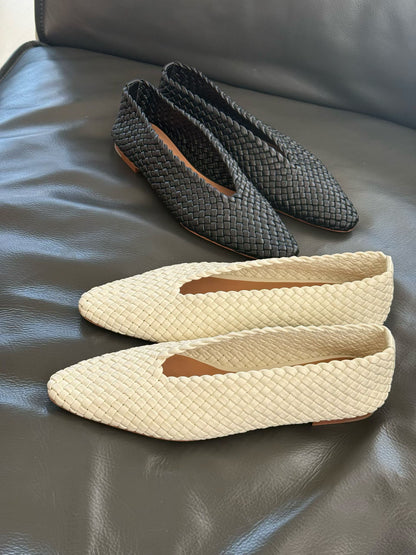 Woven Lambskin Leather Ballet Flats