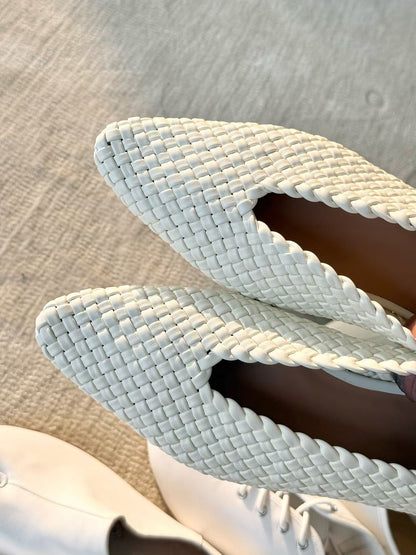 Woven Lambskin Leather Ballet Flats