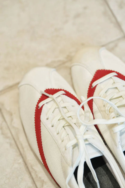 Retro Contrast Stripe Leather Ballet Flats