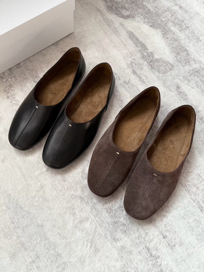 Retro Soft Leather Ballet Flats