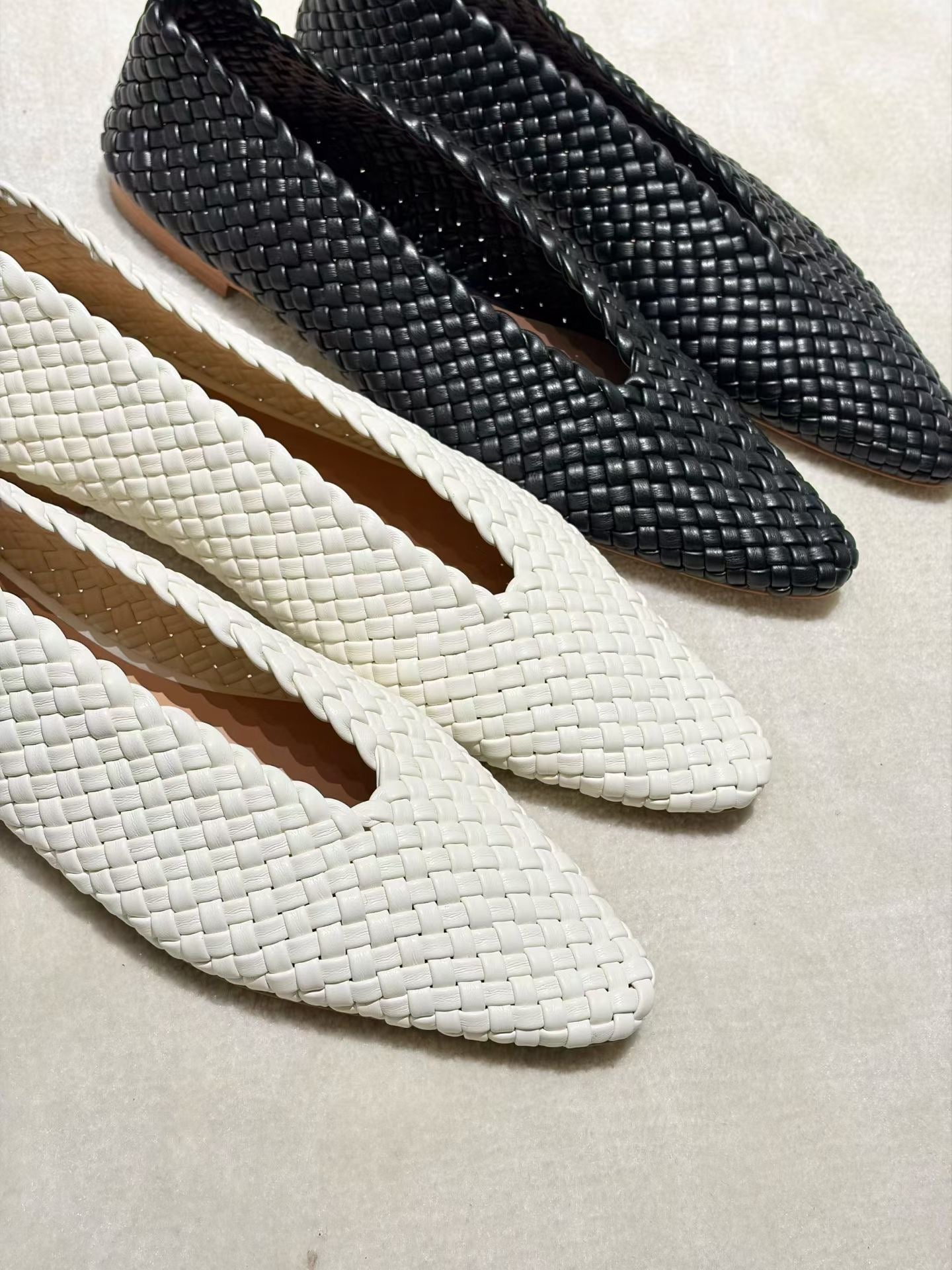 Woven Lambskin Leather Ballet Flats