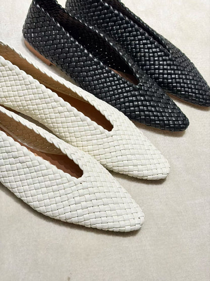 Woven Lambskin Leather Ballet Flats