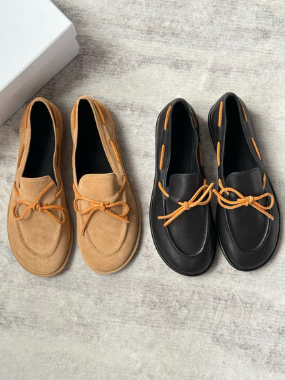 Classic Bow Leather Loafers