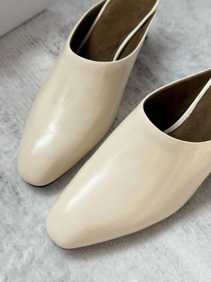 Waxed Leather Mule Heels