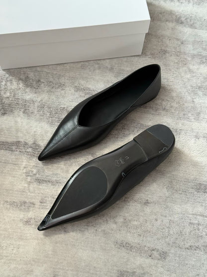 Pointed Toe Leather Ballet Flats