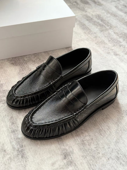Classic Pleated Leather Loafers