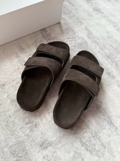 Suede Double Strap Platform Sandals