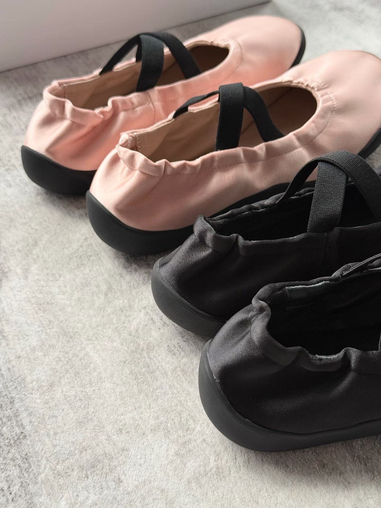 Elastic Strap Satin Ballet Flats