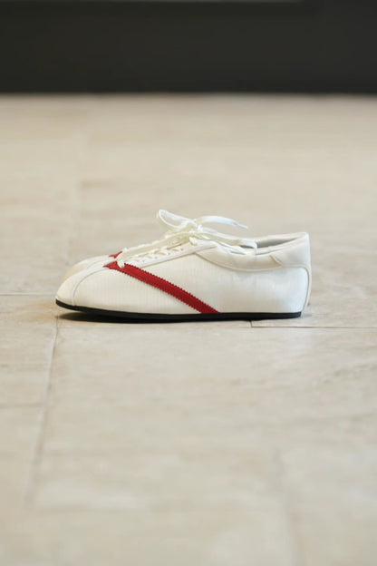 Retro Contrast Stripe Leather Ballet Flats